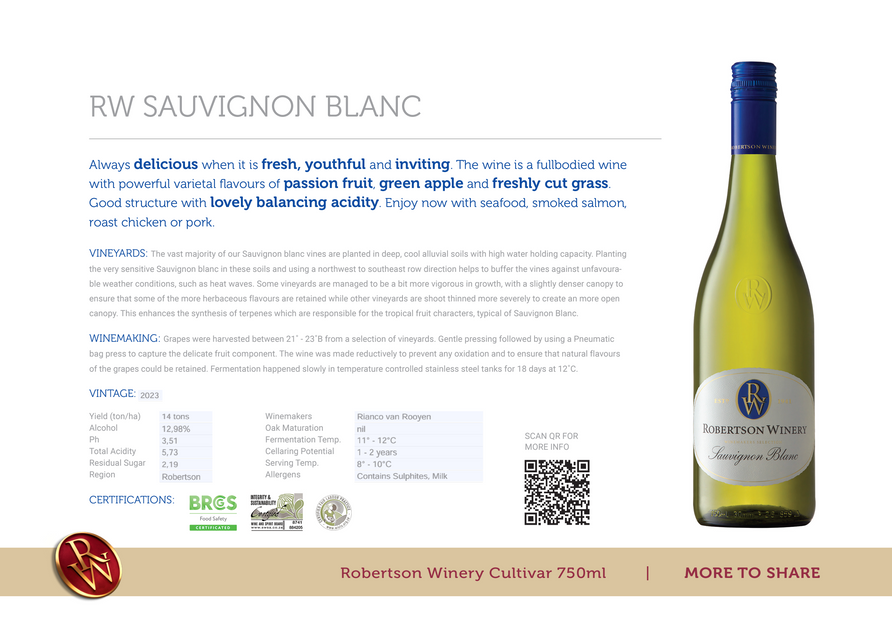 Robertson Winery Sauvignon Blanc 2025 – Platinum Wines