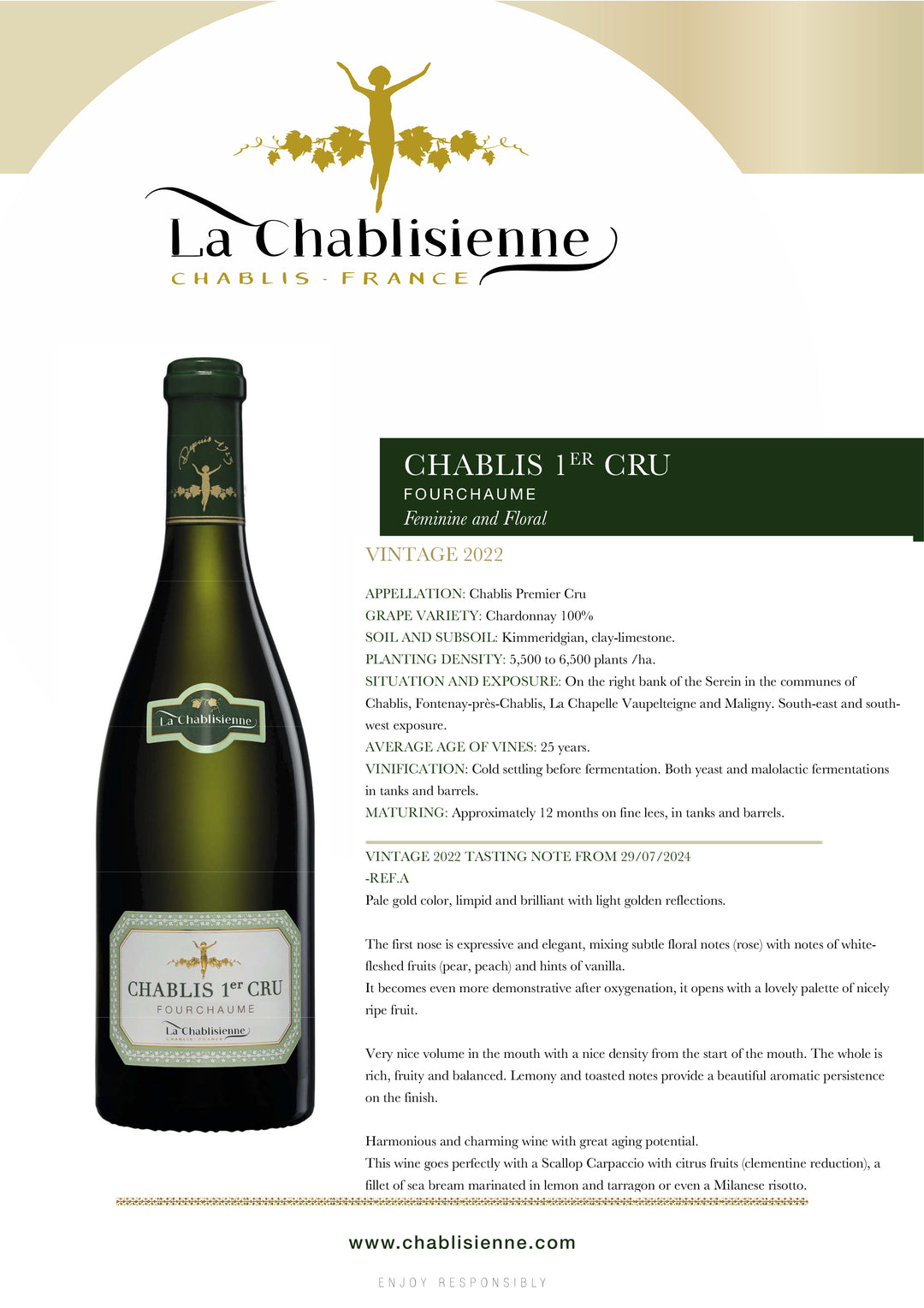 La Chablisienne Chablis 1er Cru Fourchaume 2022 – Platinum Wines
