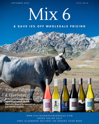 Purchase any 6 of our featured wines and receive 15% off wholesale prices.