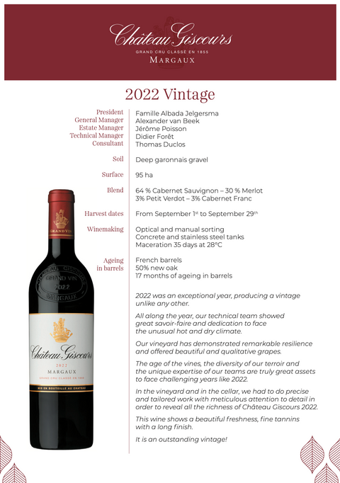 Chateau Giscours Margaux 2022 – Platinum Wines