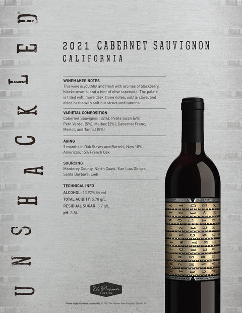 The Prisoner Wine Company Unshackled Cabernet Sauvignon 2021