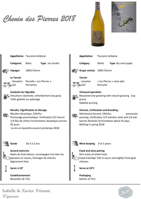 Xavier Frissant Touraine Amboise Chenin Les Pierres 2022