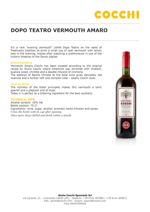 Cocchi Dopo Teatro Vermouth Amaro