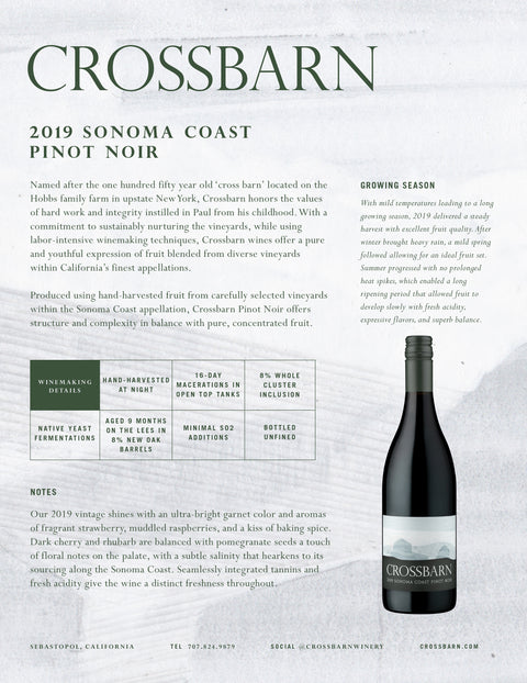 Paul Hobbs Crossbarn Pinot Noir Sonoma Coast 2019