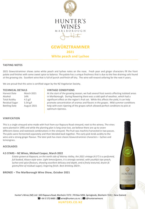 Hunter's Gewürztraminer 2021