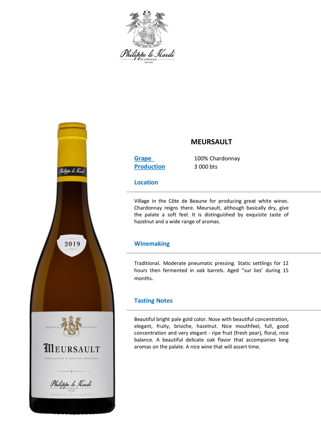 Domaine du Château Philippe Le Hardi Meursault 2022 – Platinum Wines