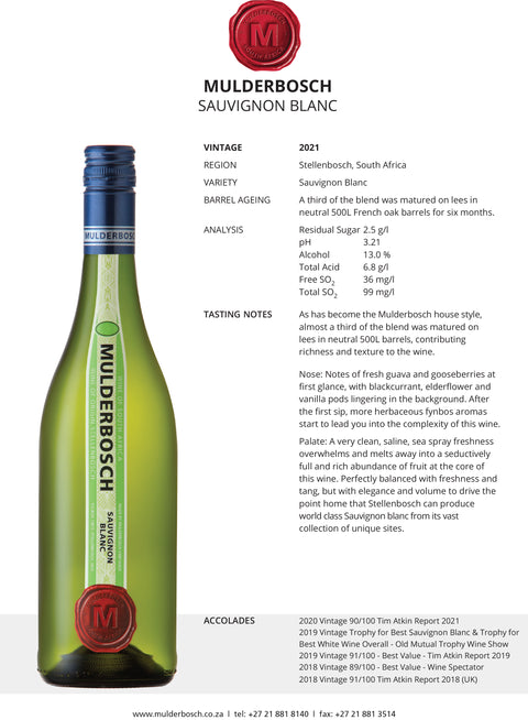 Mulderbosch Sauvignon Blanc 2021