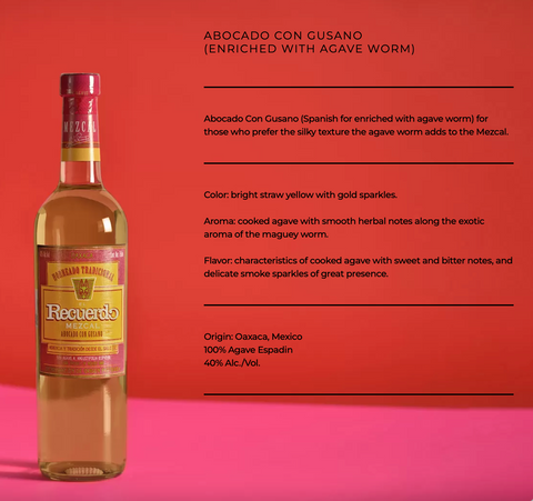 El Recuerdo Mezcal Abocado Con Gusano